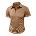 thumbnail image 5 of Qwertyu Men's Polo Shirts Basic T-Shirt Casual Tees Short Sleeve Tops Golf Shirts Pocket Buttons Khaki 2XL, 5 of 8