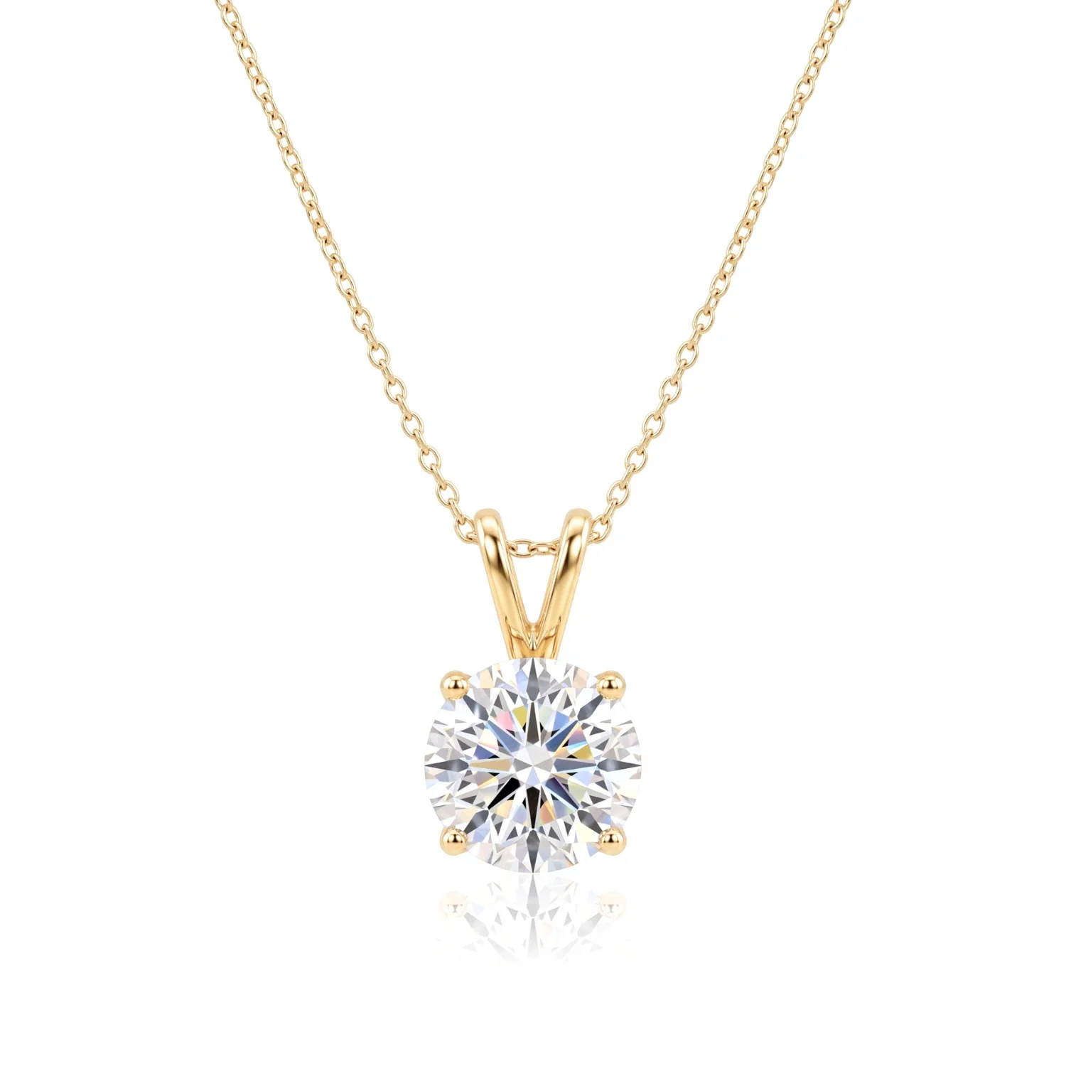Tilo Jewelry 14K Yellow Gold F VS 1.00 Carat Solitaire Round Diamond Pendant Necklace 18 Inch Cable Chain | 6.5mm | Lab Grown Diamond Necklace for Women & Unisex