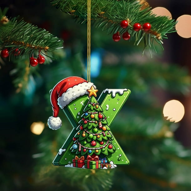 Árbol de Navidad Decoraciones Árbol de Navidad Acrílico 2D 26 Letra Colgante Regalo Decorativo Familia Fiesta de Navidad Colgante