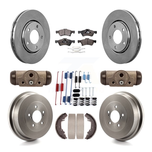 Transit Auto Front Rear Disc Brake Rotors Semi-Metallic Pads and Drum Kit (9Pc) for Car Dodge Caravan Chrysler Voyager K8F-102446