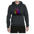 thumbnail image 2 of Neon Retro Rainbow DJ MC Hip Hop Cat | Mens Cat Lover Hooded Sweatshirt Graphic Hoodie, Heather Black, Large, 2 of 4