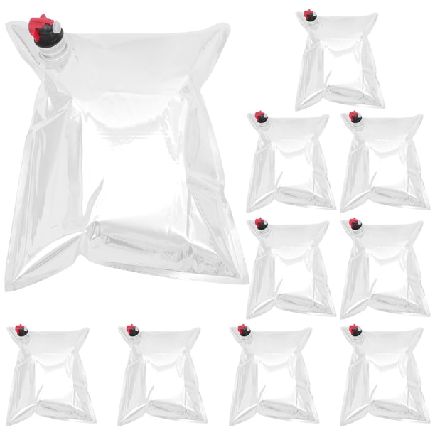 10 bolsas de recarga para botellas de vino, bolsas reutilizables para rellenar bebidas con boquilla.