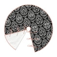 thumbnail image 3 of Halloween Christmas Tree Skirt - Exotic Black White Line Skull 48 Inches Christmas Tree Skirt for Halloween Holiday Indoor Home Christmas Tree Decorations with Three Ribbons, 3 of 7