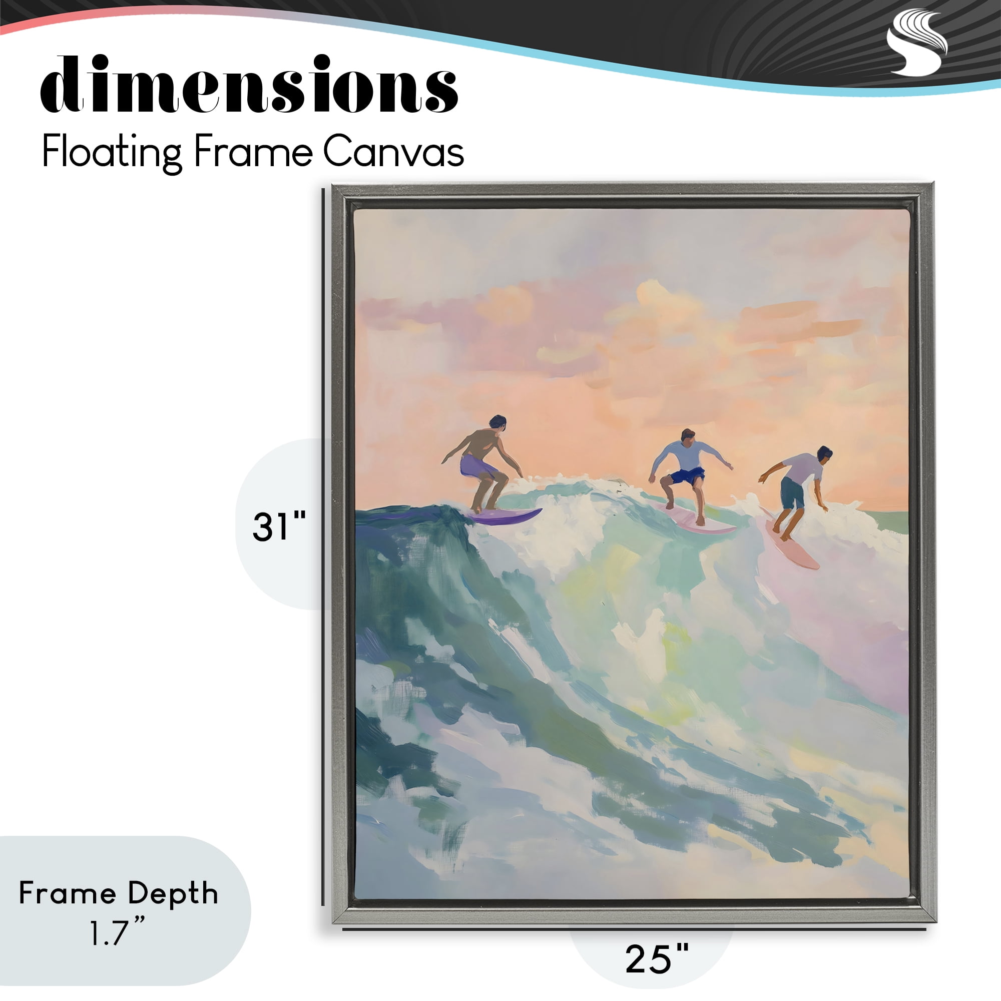 Stupell Industries Group of Surfers at Sunset Gray Framed Floater Canvas Wall Art, design by The Prints Vibe