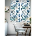 thumbnail image 4 of Blue Green Floral Sheer Curtains 72 inches Long, Vintage Watercolor Pastoral Flower Leaf Light Filtering Sheer Window Curtains Rod Pocket Voile Drapes for Bedroom Living Room, 2 Panels 52"W x 72"L, 4 of 7