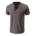 thumbnail image 4 of Men's Spring Summer Retro T-Shirt - Business Casual Travel Buttons O Neck Solid Short Sleeve, 4 of 5
