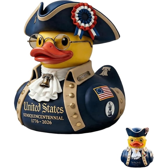 BARMOTU American Independence 250th Anniversary Duck, Patriotic Military Duck Figurine, Resin Veteran Ducks for Jeeps, Patriotic Army Desk Decor, 4th of July Decorations