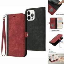 Nalacover Case for iPhone 13 Pro Max Wallet Case with Detachable Wrist Strap Handbag Luxury PU Leather Flip Case, Magnetic Soft TPU Shockproof Protective Cover with Kickstand Card Slots Case,Red