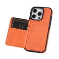 thumbnail image 5 of Case Compatible with iPhone 16, PU Leather Card Slots Kickstand Phone Cover, Classic Ultra Slim Lightweight Drop Protective Shokcproof Durable Thin Case for iPhone 16, Orange, 5 of 6