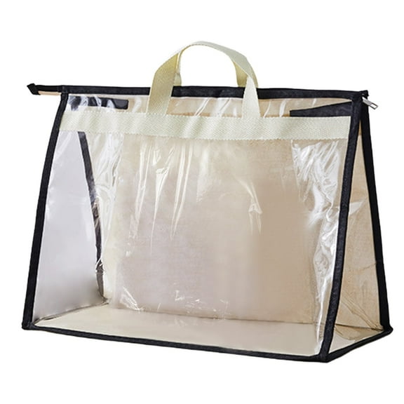 Clear Handbag Storage Organizer with Zipper, Transparent Purse Protector Bag In 5 Sizes, Dust Cover with Handle for Closet and Travel, Non-Woven Fabric, By PRYESS