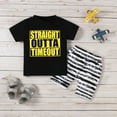 thumbnail image 4 of Toddler Baby Boy Clothes Sets Stripe Camo Short Black Top Letter Printed Outfit 2PCS, 4 of 6