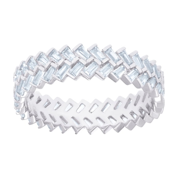 925 Sterling Silver Womens Baguette Cubic Zirconia Eternity Engagement Ring 5.2mm Wide Size 9 Eternity Ring for Women