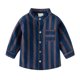 thumbnail image 1 of Gibobby Playeras Niños Chaqueta de camisa a rayas de franela para niños pequeños, chaqueta de manga larga con solapa y botones, camisa con bolsillos para bebés y niñas, abrigo(Azul marino, 2-3 Años), 1 of 5
