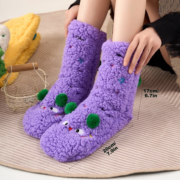 Holloyiver Fluffy Socks Womens Fuzzy Socks, Cute Cozy Winter Sleep Sock for Women, Girls, Kids, Warm Microfiber Soft Sock