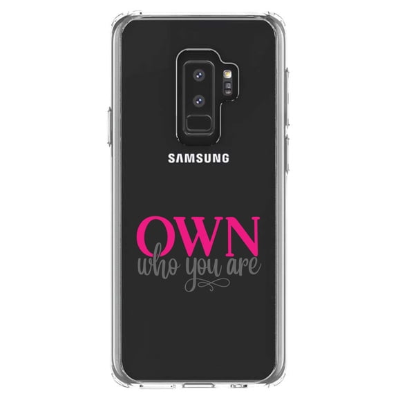 DistinctInk Clear Shockproof Hybrid Case for Samsung Galaxy S9  PLUS (6.2" Screen) - TPU Bumper Acrylic Back Tempered Glass Screen Protector - OWN Who Your Are