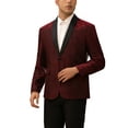 thumbnail image 4 of INSPIRE CHIC Shiny Blazers for Men's Shawl Lapel Wedding Prom Sport Coats Burgundy S, 4 of 4
