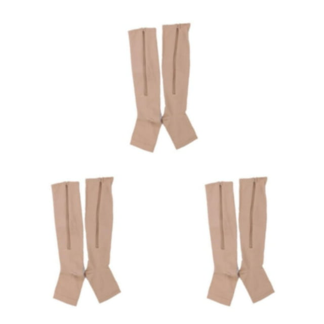 Maytalsory Breathable Zippered Compression Socks Performance With Maximum Comfort Skin color S/M 3Set