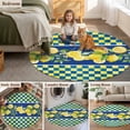 thumbnail image 5 of Watercolor Lemon Round Area Rug 7Ft Washable Circle Rugs for Dorm Laundry Room, Navy Blue Yellow Buffalo Plaid Summer Non-Slip Carpet Floor Mats Indoor Outdoor Carpet Runner Aesthetic Home Decor, 5 of 8
