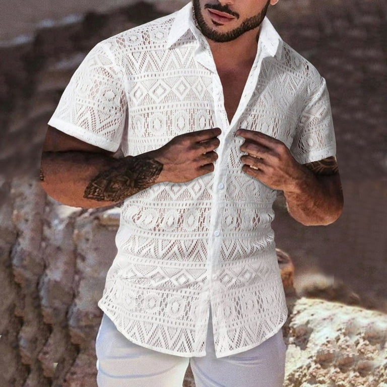 Linen Long Sleeve Vintage T Shirt for Men Clothing T-Shirt