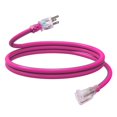 thumbnail image 1 of Cable de extensión EP de 6 pies, calibre 12/3, SJTW, 15 A, 1875 W, rosa, certificado UL, 1 of 7
