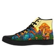 thumbnail image 3 of Coolcustomize Men's Gothic Punk Mushroom Graphic High-Top Sneakers - Black & Multicolor (Yellow/Color) Streetwear Trainers, PLUS SIZE, All-Season Casual Wear, Mushroom Design, Women's Casual Shoes, 3 of 10