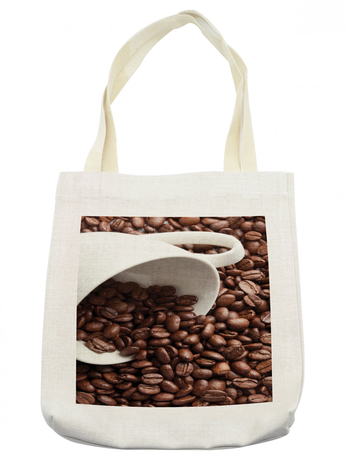 Coffee Tote Bag, Close Up Real Image of Beans Pouring from a Cup ...