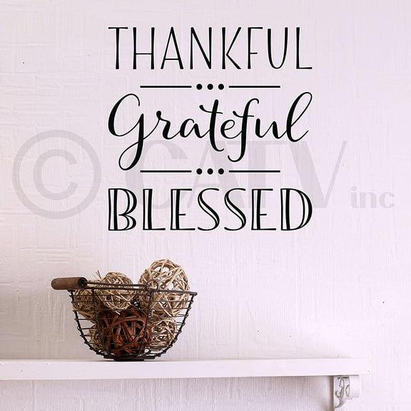 Thankful Grateful Blessed Vinyl Lettering Wall Decal Sticker  Fall Decor Thanksgiving Decals Crafts - Size: 10"H x 10"L - Color: Black