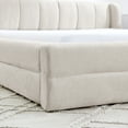 thumbnail image 5 of Generic Queen Size Upholstered Bed Frame with Thick Fabric, Chenille Fabric Grounded Queen Size Platform Bed with Headboard and Solid Frame-Beige, 5 of 8
