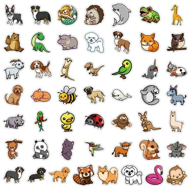 Pegatinas de animales de dibujos animados para niños y adolescentes, 50 piezas, nevera, papelería, álbum de recortes, pegatina de Graffiti