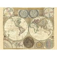 thumbnail image 2 of Dunn, Samuel 18x15 White Modern Wood Framed Museum Art Print Titled - Double hemisphere map of the world 1794, 2 of 4