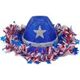 thumbnail image 7 of Yvsxxv Blue Dazzling Patriotic Sequin Cowgirl Hat, 4th of July Party Hat, 1 Pc, 7 of 7