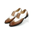 thumbnail image 3 of Fangasis Mens Dress Shoes Comfort Oxfords Lace Up Brogues Driving Non Slip Leather Shoe White Brown 5.5, 3 of 9