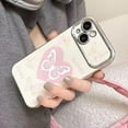 thumbnail image 3 of Cute Butterfly Pink Love Heart Silver Plated Edge Soft  for iPhone Case (White,iPhone 14 Pro), 3 of 5