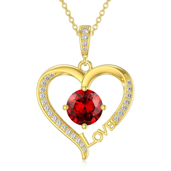 Taioiat Birthstone Necklace for Women Heart and Love Gold Plated Pendant Birthstone Jewelry Birthday Anniversary Mother's Day Jewelry Gift for Mom Wife Sister Girlfriend Her