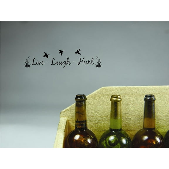 Decal Wall Sticker - Live Laugh Hunt Inspirational Life Quote Home Decor Picture Art 6x24 Inches
