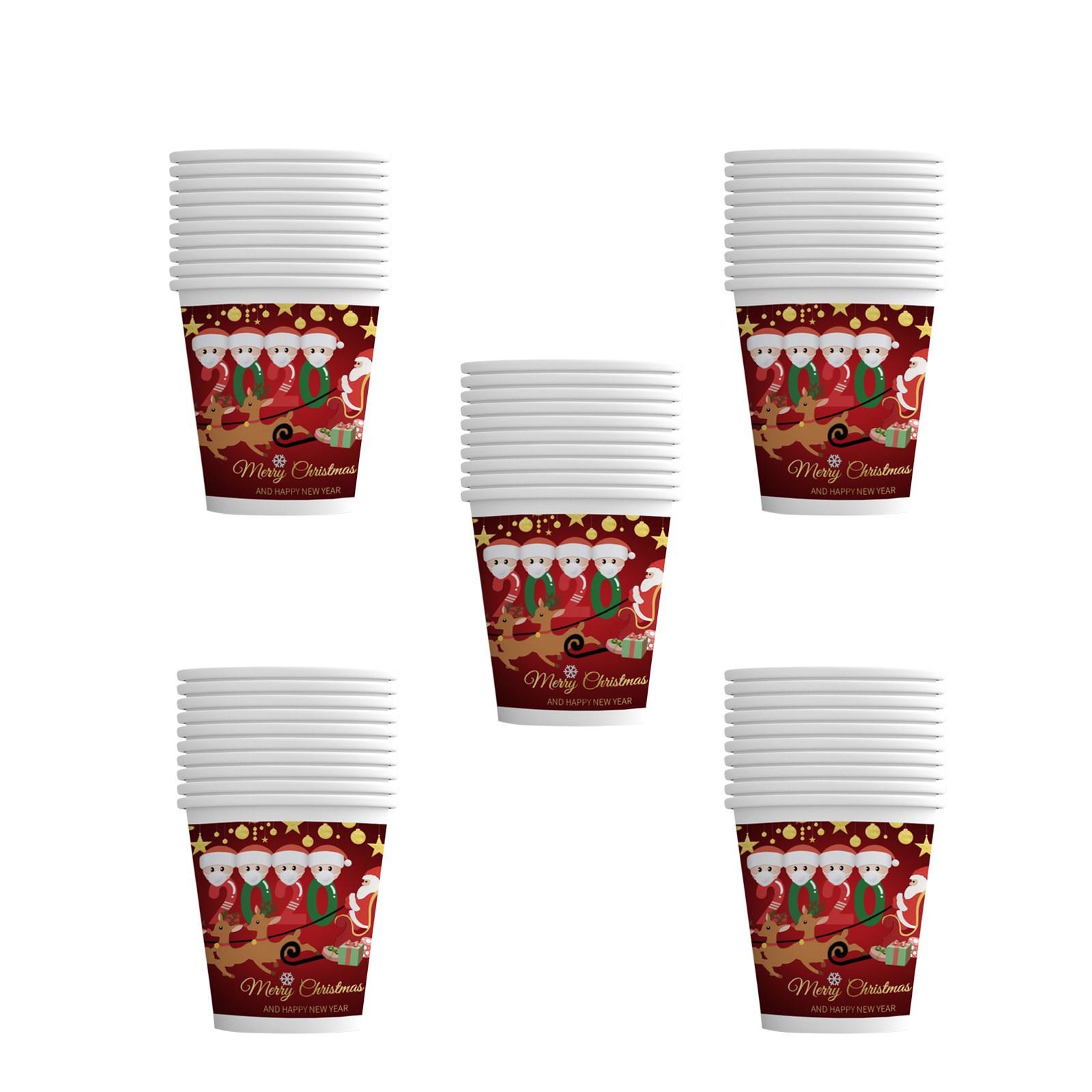 Cup Glass Christmas Pattern Paper Cup Disposable For Christmas Holiday Party Supplies Cups for