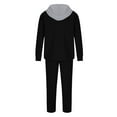 thumbnail image 5 of VBTAPA Hooded Tracksuit for Men Waffle Knit Long Sleeve Button Down Shirt and Drawstring Waistband Pants Suit Color Block Shacket 2 Piece Casual Outfits on Sale Black XXXL, 5 of 9