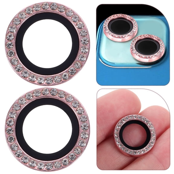 GOOHOCHY 2 Pcs Mobile Phone Lens Cover Camera Protector Pink