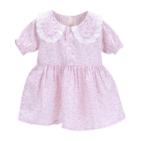 

Fesfesfes Toddler Kids Baby Girls Summer Princess Dress Loose Casual Cartoon Doll Collar Dress Spring Saving Clearance