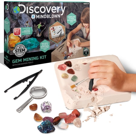 Discovery™ #MINDBLOWN Gemstone Mining Kit, Exploration Block w/ Minerals & Crystals, Kids & Teens