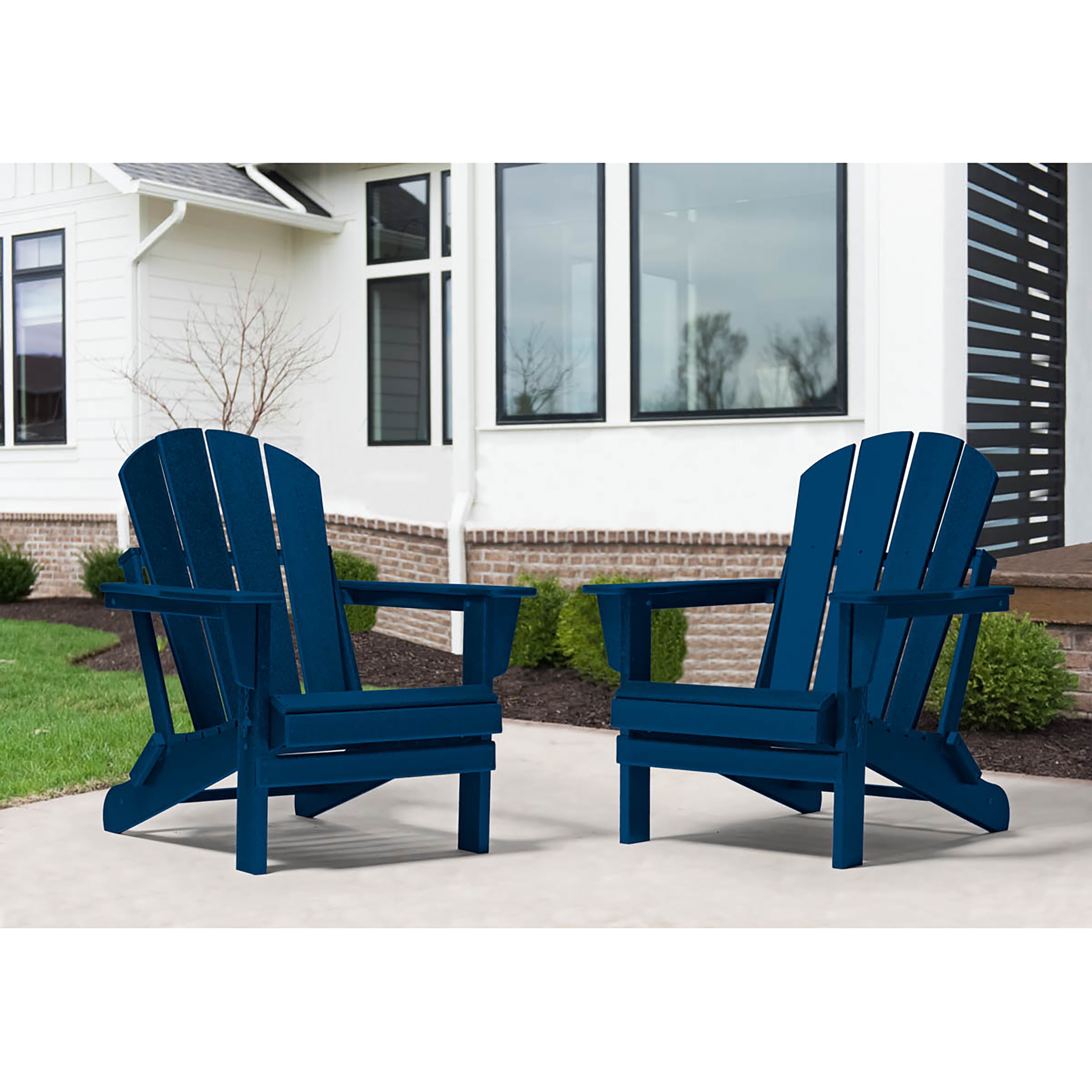 Westin Outdoor Braxton Folding Plastic Adirondack Chair Set Of 2 Navy Blue Walmart Com Walmart Com