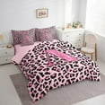 thumbnail image 3 of Manfei Girls Pink Leopard Print Twin Bedding Sets 7pcs, Glitter Personalized Letter A Bedding Comforter Set, Cheetah Print Monogrammed Sheet Sets, Luxury Bedroom Decor, 3 of 8