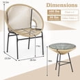 thumbnail image 3 of Costway 3-Piece Wicker Patio Bistro Set,Outdoor Acapulco Chairs and Tempered Glass Table Beige + Black, 3 of 10