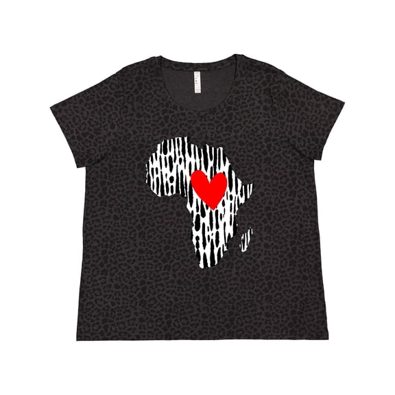 Inktastic Black History Month Ink Print African Heart Women's Plus Size T-Shirt