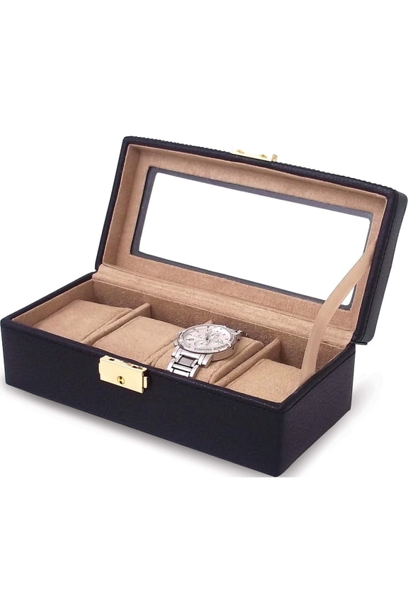 Fashion Black Leather 4 Watch Case (8.5 X 4) Made In China gl6982