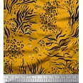 thumbnail image 1 of Soimoi Gold Viscose Chiffon Fabric Leopard & Tiger Animal Skin Print Fabric by Yard 42 Inch Wide, 1 of 3