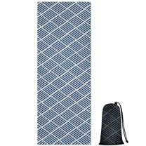 Blue Geometric Striped Pattern Hot Yoga Mat Towel Non Slip for Hot Yoga - Quick-Drying Yoga Mat Cover with 4 Corner Pockets with Travel Bag - Hot Yoga Towel Non Slip 74"x26"