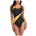 thumbnail image 2 of Women's One Piece Swimsuit Fashion Sports Solid Color with Removable Bra Pads No Underwire for Beach Swimming Vacation,Yellow,S, 2 of 9