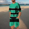 thumbnail image 1 of NTACZA Crew Neck Shorts Set Mens Striped Short Sleeve Tracksuits Men's Athletic Breathable Sweatsuits S, 1 of 7