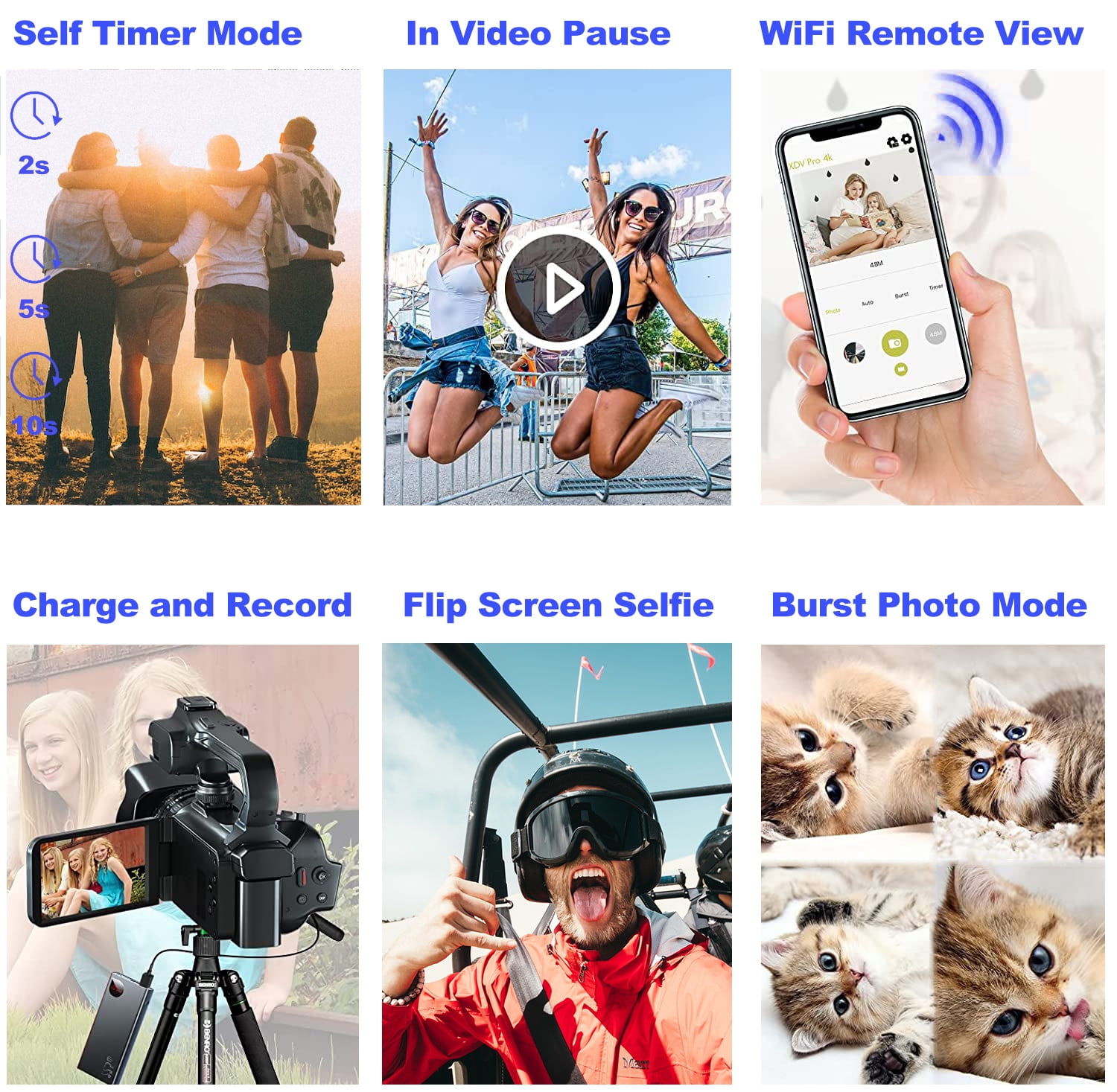 Acuvar 4K 6K 64MP HD Video Camera Camcorder 6K Auto Focus Vlogging Camera for YouTube 60FPS 18X Zoom Digital Video Camera with WIFI, Webcam, Mic Stabilizer 64GB Card Card Reader Remote Control Batter